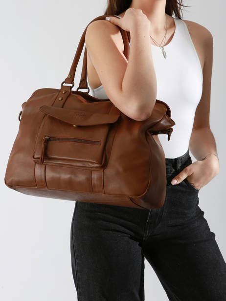 Sac Porté épaule A4 Cow Cuir Basilic pepper Marron cow BCOW78 vue secondaire 1