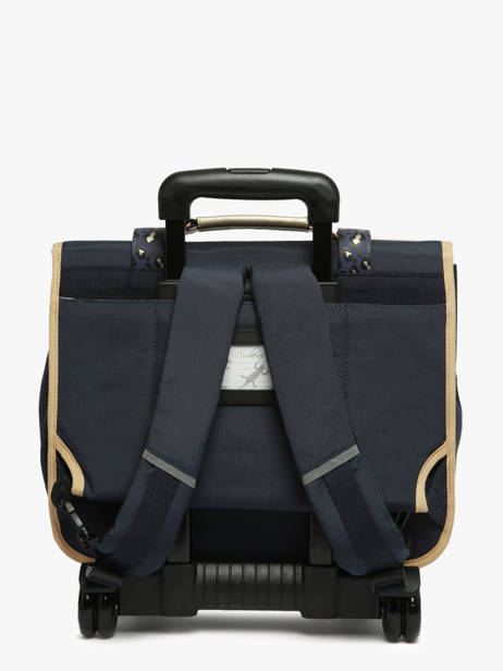 Cartable à Roulettes Enfant 2 Compartiments Cameleon Bleu vintage fantasy CR38 vue secondaire 4