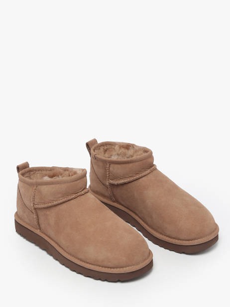 Boots Classic Ultra Mini En Cuir Ugg Marron women 1116109 vue secondaire 1