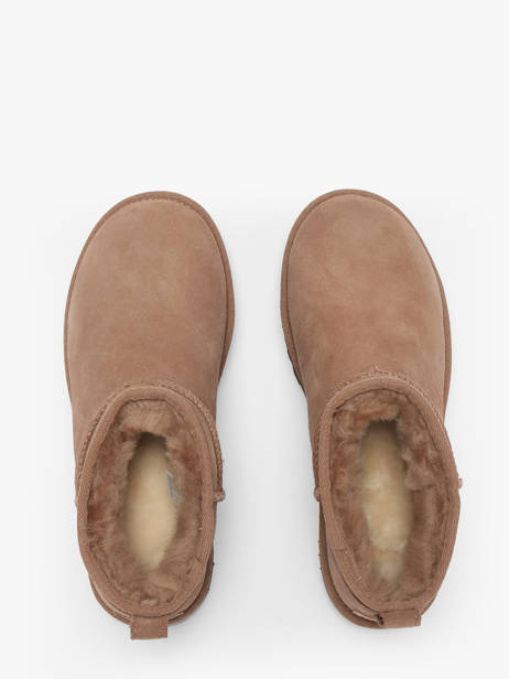 Boots Classic Ultra Mini En Cuir Ugg Marron women 1116109 vue secondaire 3