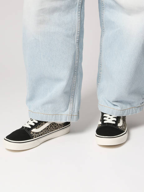 Sneakers Old Skool En Cuir Vans Noir women D6WYY61 vue secondaire 1