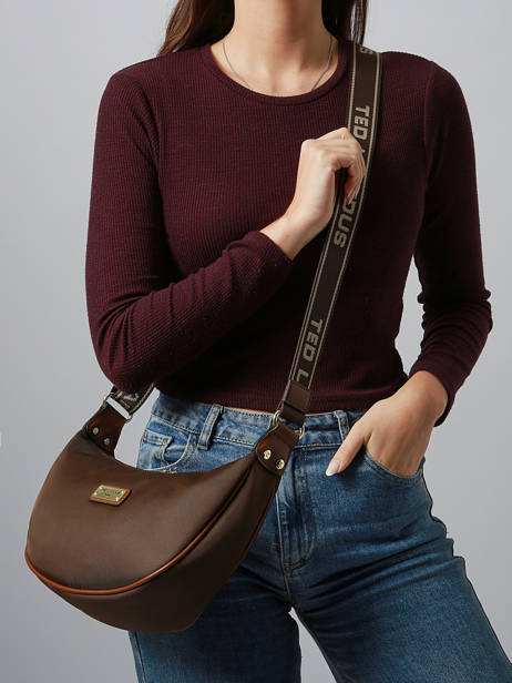 Sac Bandoulière Jamie Nylon Ted lapidus Marron jamie DU43503 vue secondaire 1