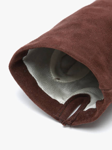 Gants Femme En Cuir Daim Avec Doublure En Soie Omega Marron women gloves S vue secondaire 1