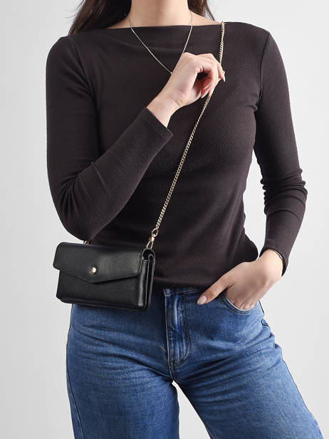 Sac Pochette Luna Cuir Avec Chaînette Amovible Hexagona Noir luna 688422 vue secondaire 1