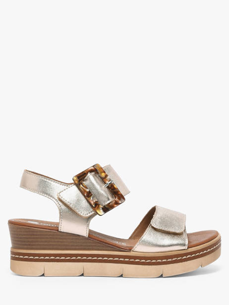 Sandales Talon Compensé En Cuir Remonte Or women 90